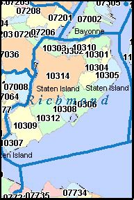 A visual representation of Staten Island zip code map